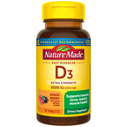 Nature Made Vitamin D3 5000 IU (125 mcg), 70 Fast Dissolve Tablets | Sugar Free, Extra Strength, Vitamin D Supplement for Immune Bone, Teeth and Muscle Health Support, 70 Day Supply