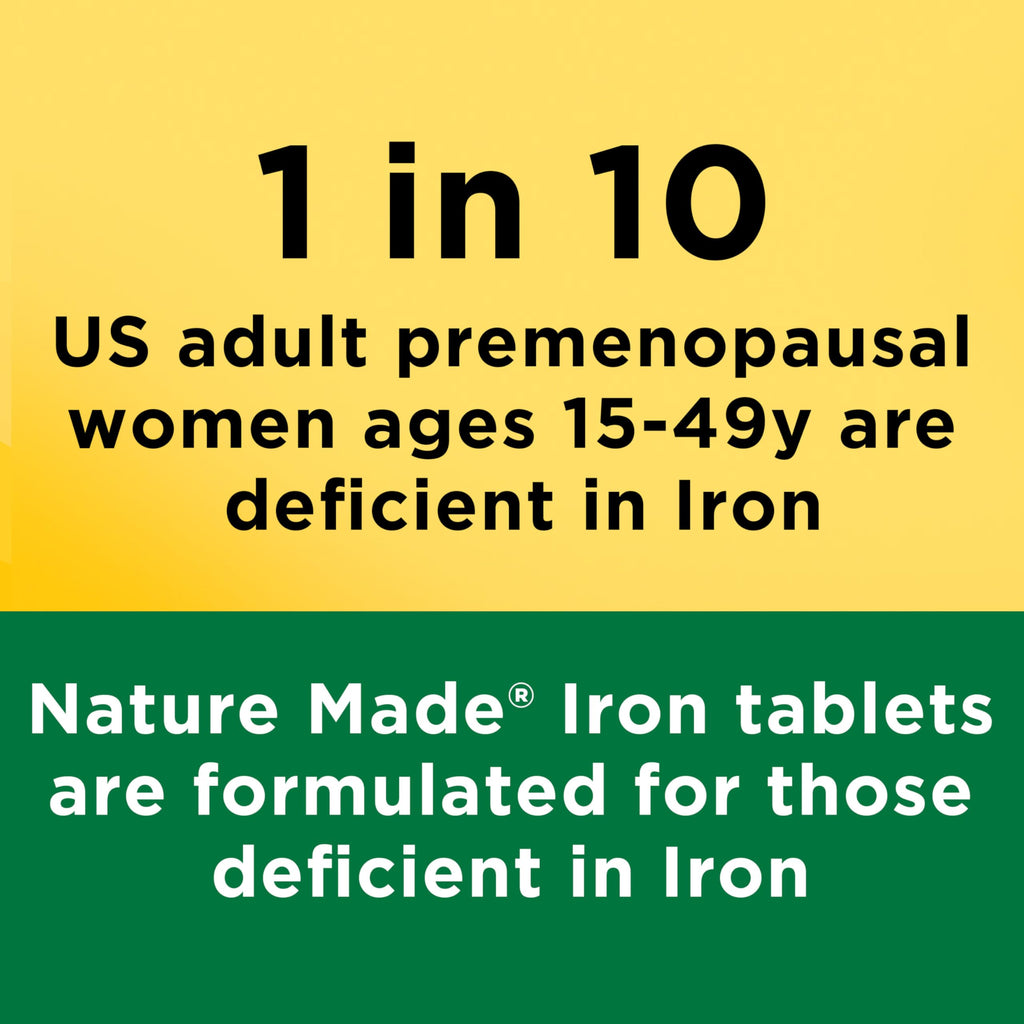 Nature Made Iron 65 mg (325 mg Ferrous Sulfate) Tablets, 180 Tablets | Iron Supplements for Men and Women with an Iron Deficiency, Dietary Supplement for Red Blood Cell Support, 180 Day Supply