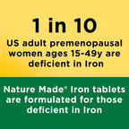 Nature Made Iron 65 mg (325 mg Ferrous Sulfate) Tablets, 180 Tablets | Iron Supplements for Men and Women with an Iron Deficiency, Dietary Supplement for Red Blood Cell Support, 180 Day Supply