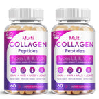 Nature's live Multi Collagen Peptides Softgel - Type I, II, III, V, X | Hydrolyzed Collagen Peptides with Biotin, Hyaluronic Acid, Supports Skin Hair Nail, Grass-Fed, 60 Softgels, 2 Pack