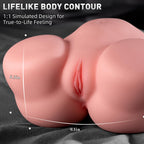 ZEMALIA Torso Pocket Pussy Sex Doll for Men with Dual 3D Textured Channels