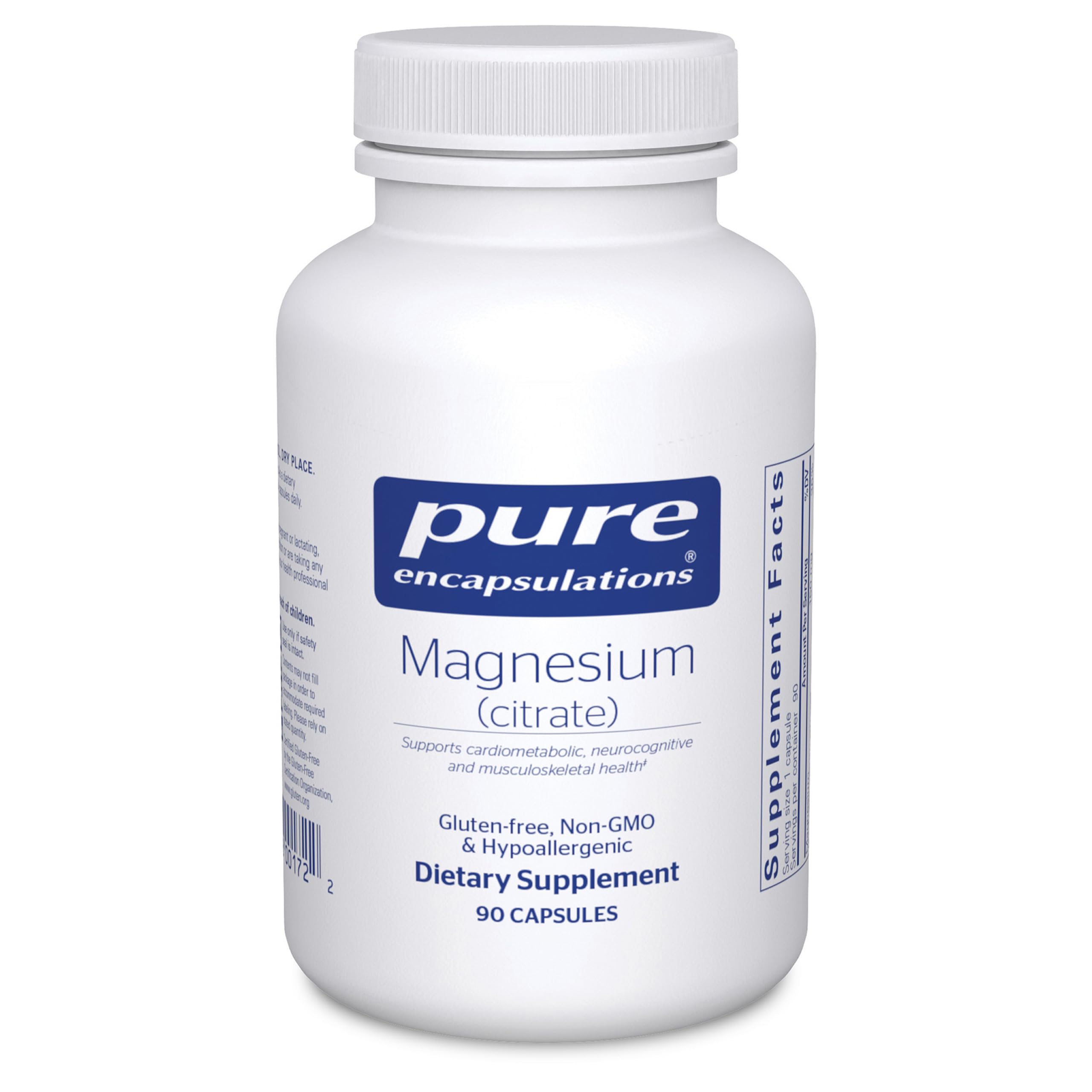 Pure Encapsulations Magnesium (Citrate), 90 Capsules | Supplement for Sleep, Heart Health, Brain Health, Bone Health, Energy, Muscles, and Metabolism*, with Premium Magnesium
