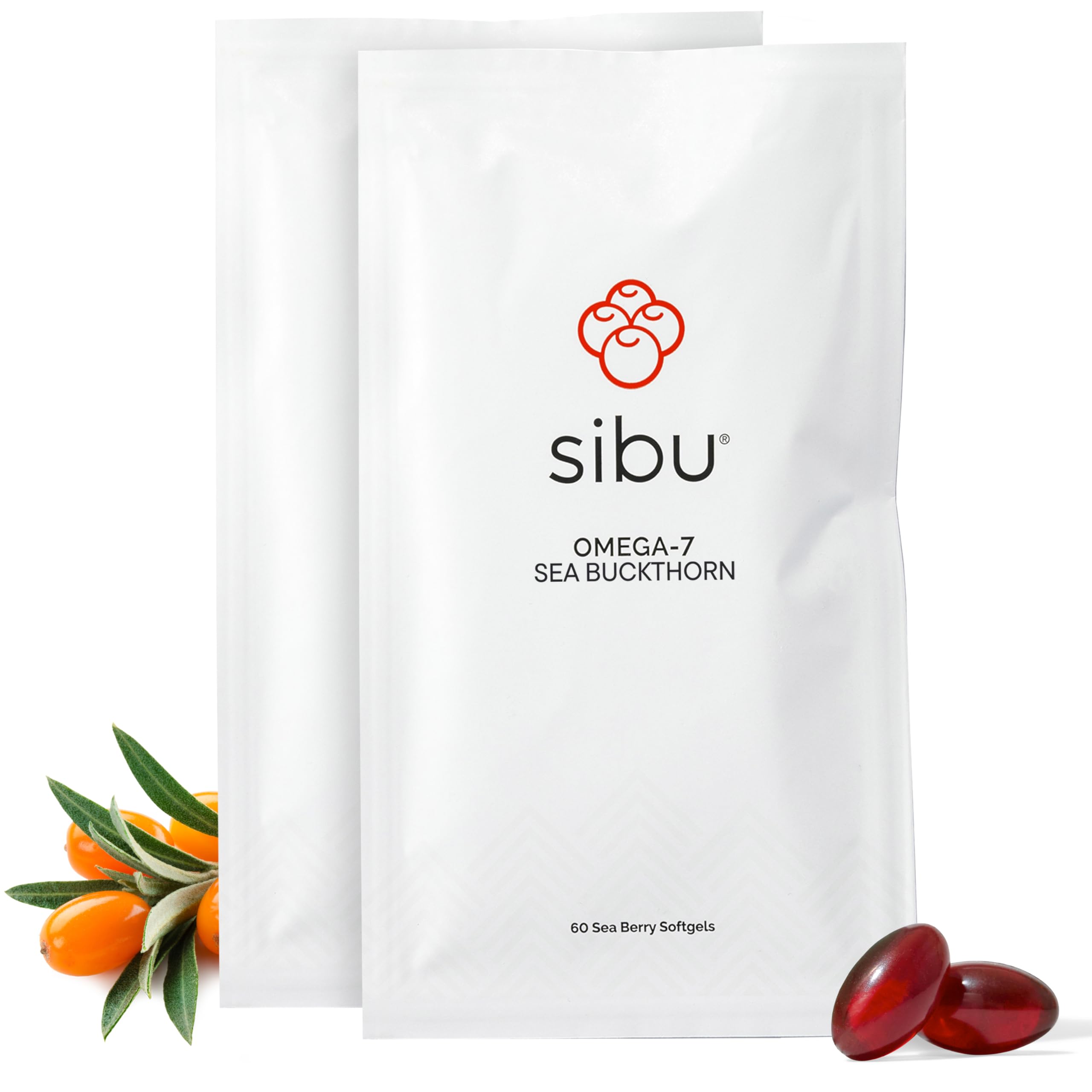 sibu Sea Buckthorn Omega-7 Softgels Starter Kit, 60ct 30-Day Supply | Supports healthy skin, hair & nails. Helps relieve dryness from within.