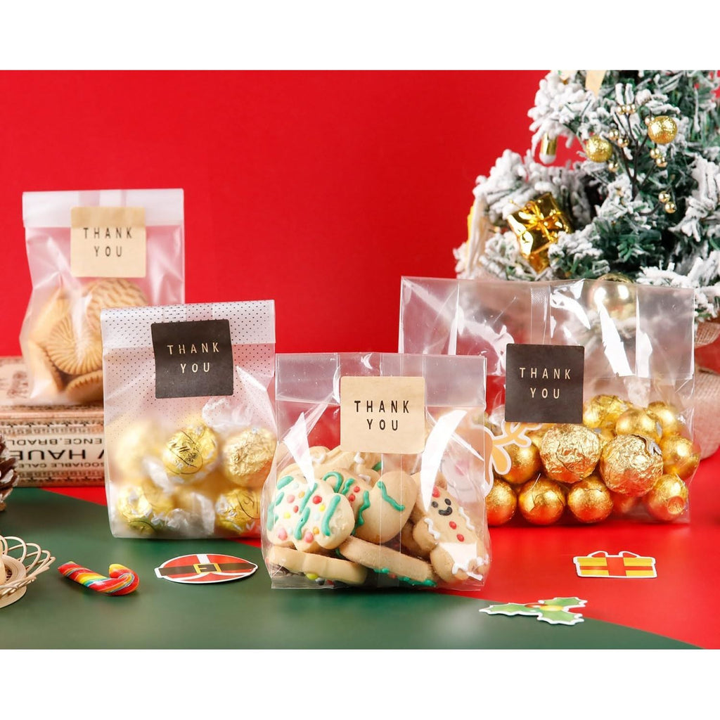 Buy now Cellophane Treat Bags Cookie bags for Packaging Clear Gift Bag with Stickers for Cookies,Candy,Chocolates(Fog,9x3.3inch) at indiglob india