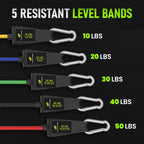 Resistance Bands with Handles, 150 lbs Premium Natural Latex - Set of 5