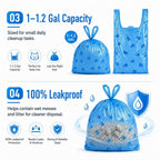 Odor Sealing Cat Litter Poop Clump Pick-Up Bags with Handles Scoop Tie Bags Dog Waste Bag, Leak Proof Pet Disposal, Unscented, 100 bags