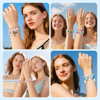 Gionlion 30,000 Pcs Clay Beads Bracelet Making Kit, 168 Colors 8 Boxes Flat Preppy Beads for Friendship Bracelets, Jewelry Kit with Pendant Charms Elastic String Crafts Arts Crafts Gifts