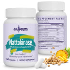 Nattokinase Supplement 10000 Fu Organic Nattokinase 90 Capsules | Multi-Enzyme Supplement with Serrapeptase, Bromelain, Curcumin, Vitamin E & Ginseng, for Movement Comfort & Body Circulation