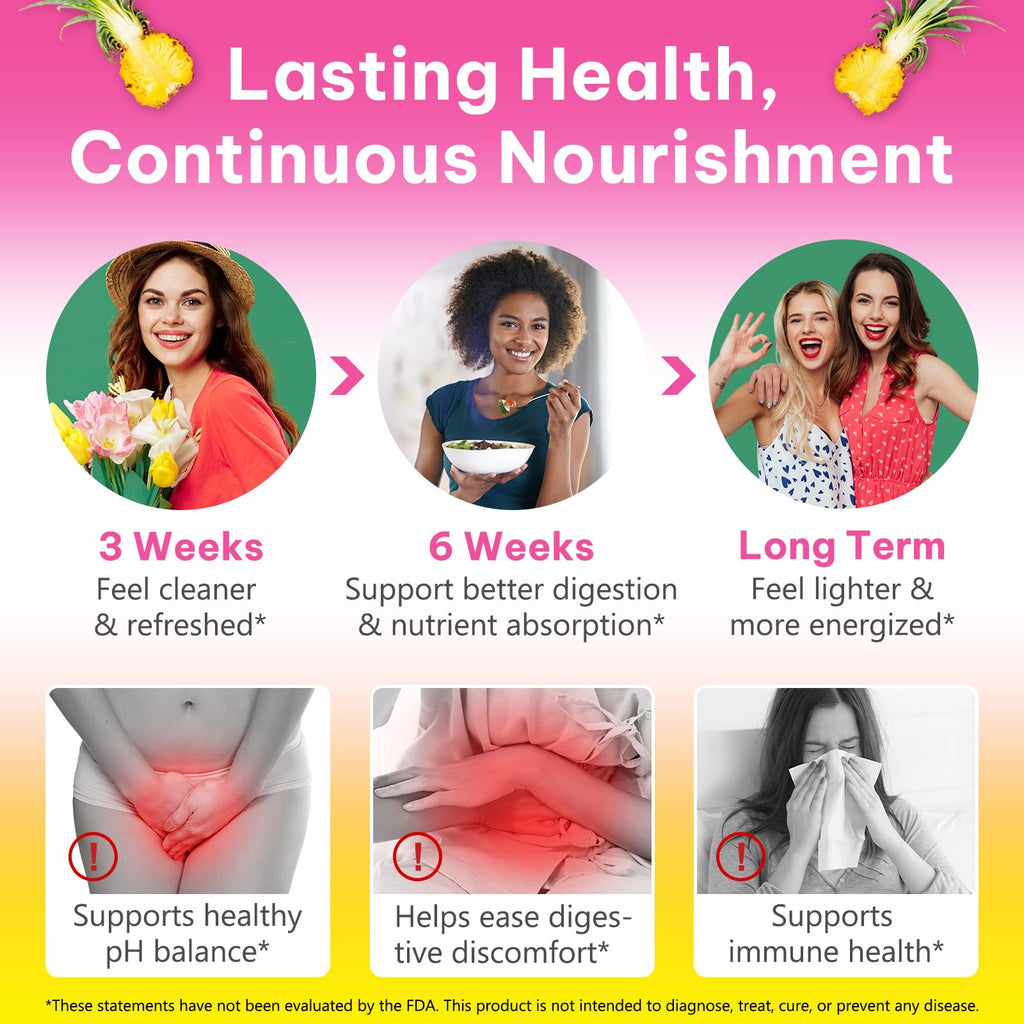 2Pack Feminine Probiotics Gummies,Vaginal Women Probiotic,Feminine Balance pH Gummies for Healthy Odor,Improve Immune,Support Vaginal Health,with Slippery Elm(60 Gummies)
