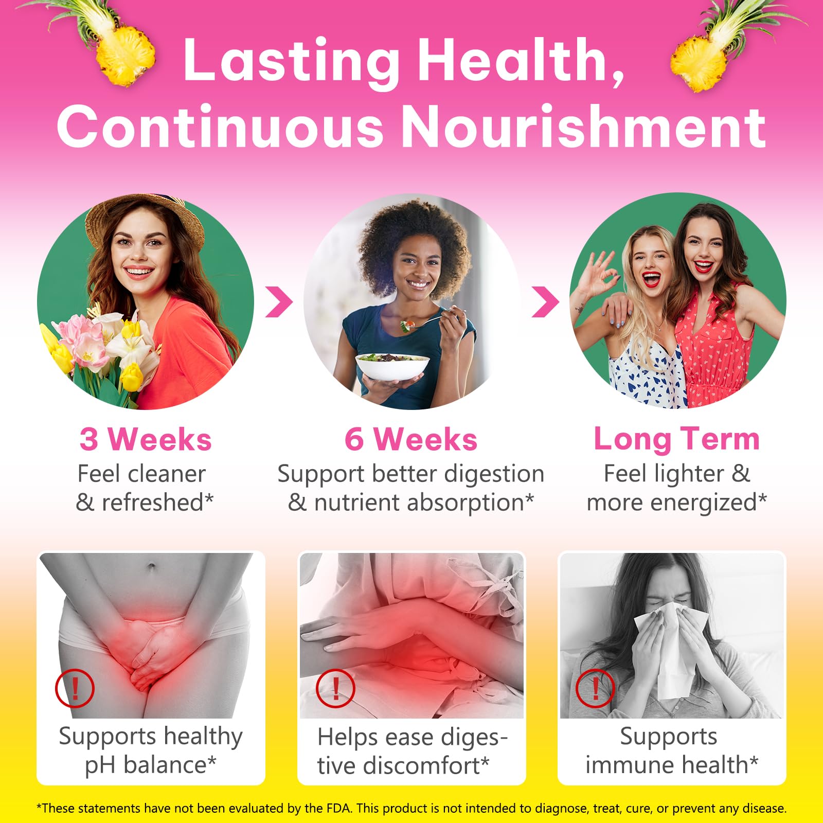 2Pack Feminine Probiotics Gummies,Vaginal Women Probiotic,Feminine Balance pH Gummies for Healthy Odor,Improve Immune,Support Vaginal Health,with Slippery Elm(60 Gummies)