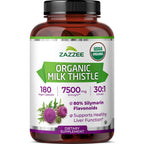 Zazzee USDA Organic Milk Thistle 30:1 Extract, 80% Silymarin, 120 Capsules | Vegan, 4 Month Supply, Certified Kosher, High Potency Liver & Antioxidant Support, Silybum Marianum, Non-GMO, Made in the USA