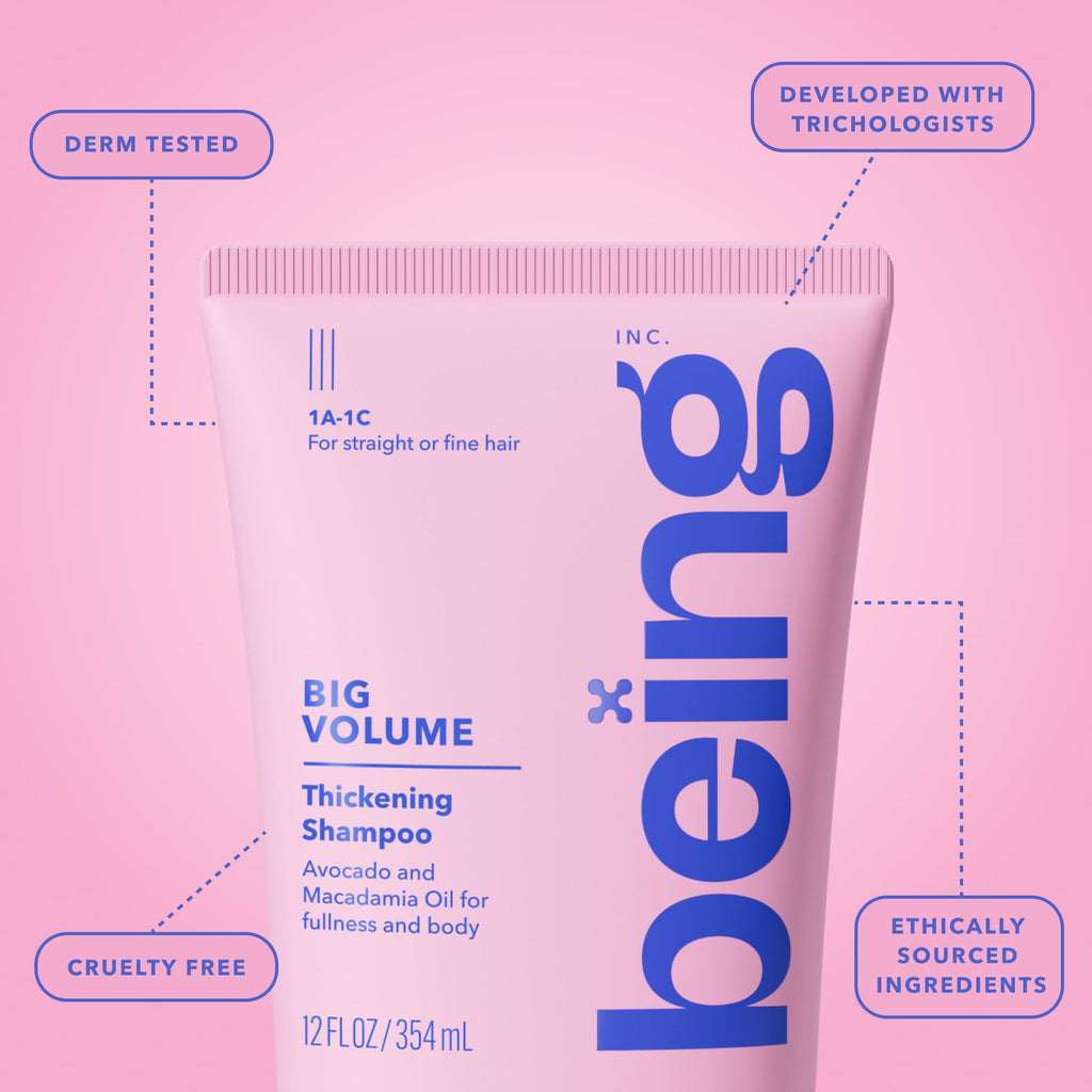 being BIG VOLUME Thickening Shampoo and Conditioner Set 354mL with Avocado and Macadamia Oil