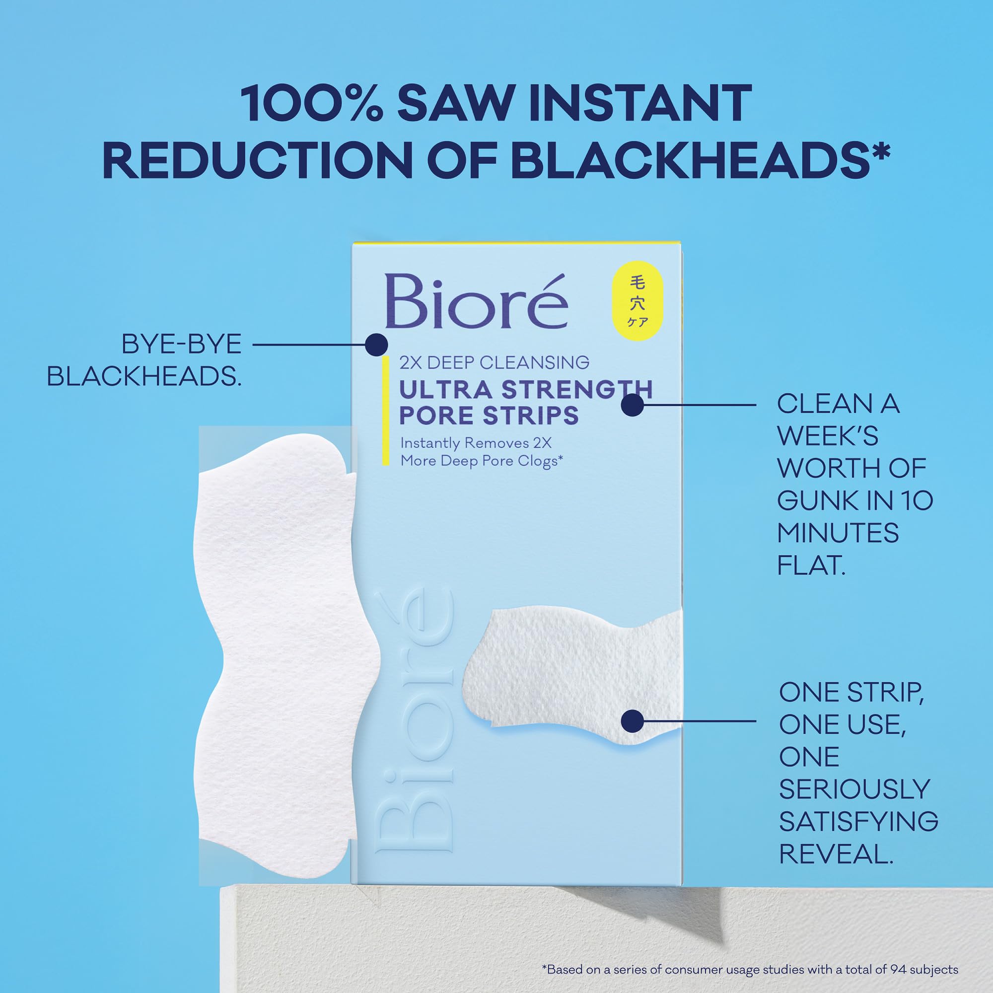 Biore Witch Hazel Ultra Strength Blackhead Remover Pore Strips, 18 ct | Deep Cleansing Nose Strips, C-Bond Technology, Clears Pores 2x More, Oil-Free, Non-Comedogenic, 18 Count