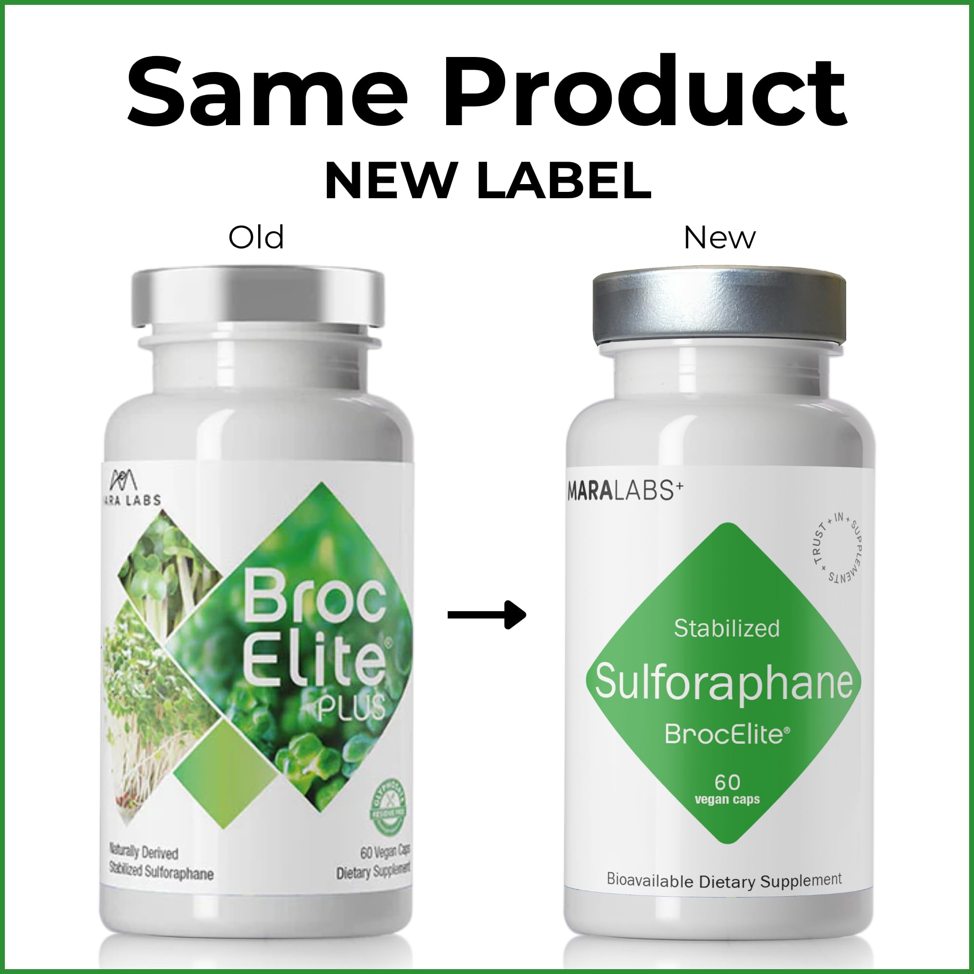 BrocElite Mara Labs Plus | Stabilized Broccoli Sulforaphane Supplement | Glyphosate Residue Free Certified – Third-Party Tested | 60 Vegan Capsules