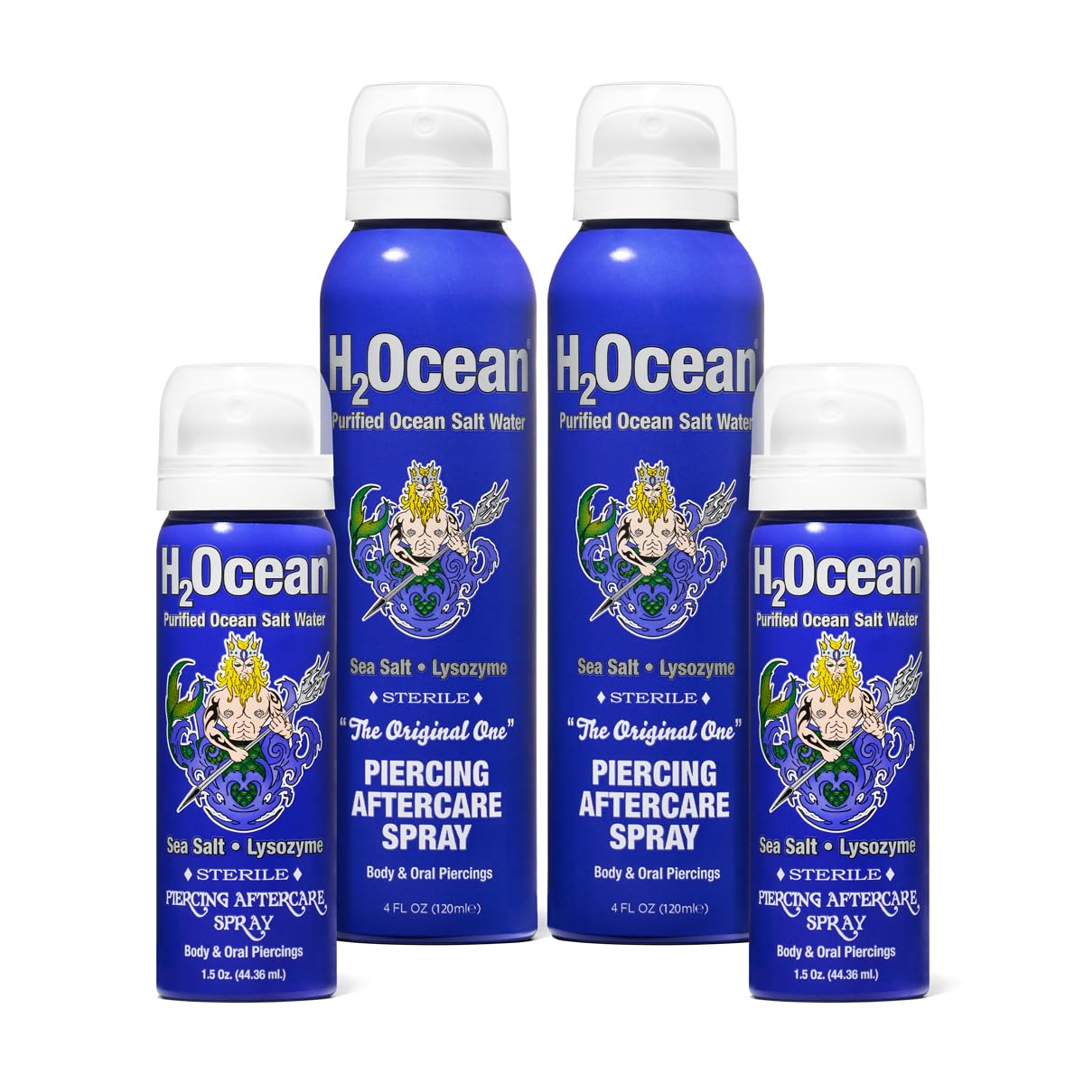 H2Ocean Piercing Aftercare Spray 4oz - Keloid Bump Removal Sea Salt Spray | for Body and Facial Piercings - Ear, Nose, Navel, Oral & Body Piercing Cleaner, Aftercare Solution for New Piercings