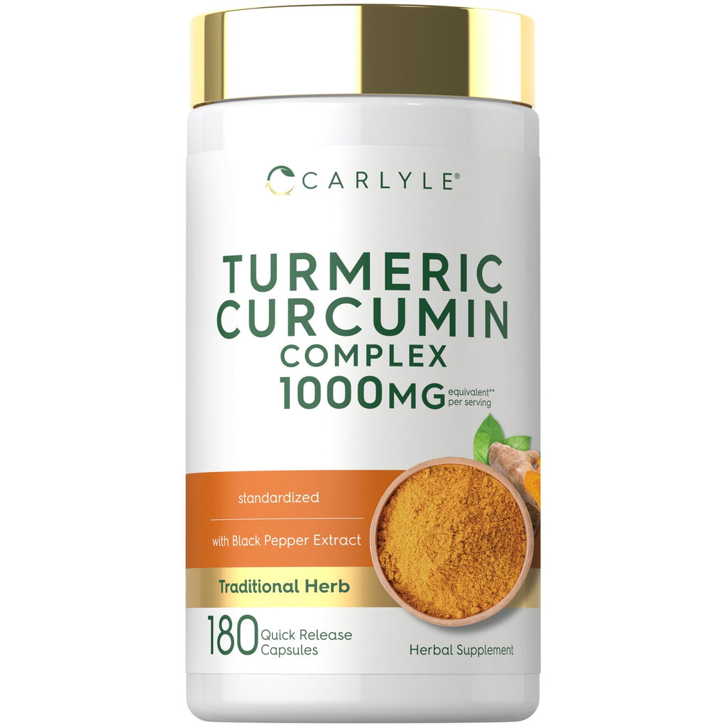 Carlyle Turmeric Curcumin with Black Pepper | 180 Capsules | Turmeric Complex Supplement | Non-GMO, Gluten Free