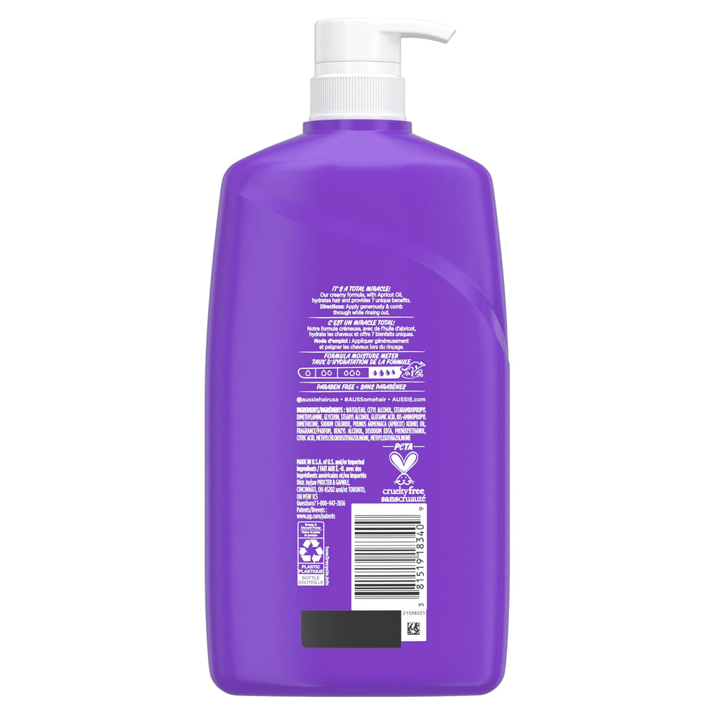 Aussie Total Miracle Hair Care Bundle: Shampoo, Conditioner, and 3 Minute Deep Treatment with Apricot & Macadamia Oil, Paraben-Free for Damaged Hair, 26.2 & 8 Fl Oz