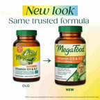 MegaFood Vitamin D3 & K2 5000 IU (125 mcg), 60 Mini Capsules | Supports Bone, Teeth, Muscle & Immune Health, Vitamin K2 & K Support the Function of D3, Non-GMO, Vegetarian, 60 Servings