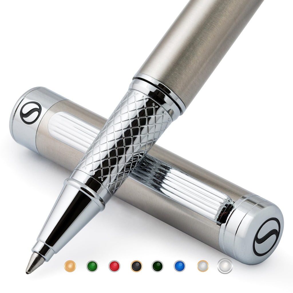 Buy now Scriveiner Black Lacquer Rollerball Pen - Stunning Luxury Pen, Real Gold Plating, Schmidt Ink Refill, Best Roller Ball Gift Set for Men & Women, Professional, Executive Office, Nice Pens at indiglob india
