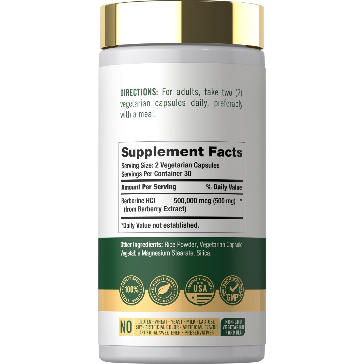 Carlyle Berberine HCL Supplement | 500,000mcg | 60 Capsules | Vegetarian, Non-GMO, Gluten Free