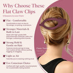 Set of 4 large, flat hair clips for women, designed for comfort, durability, and strong hold, making styling easy and gentle.