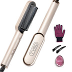 TYMO Hair Straightener Brush, Hot Comb Hair Straighteners for Women | Hair Straightener Comb, Straightening Brush with 5 Heat Settings, 20s Fast Heating & Dual Voltage, Black