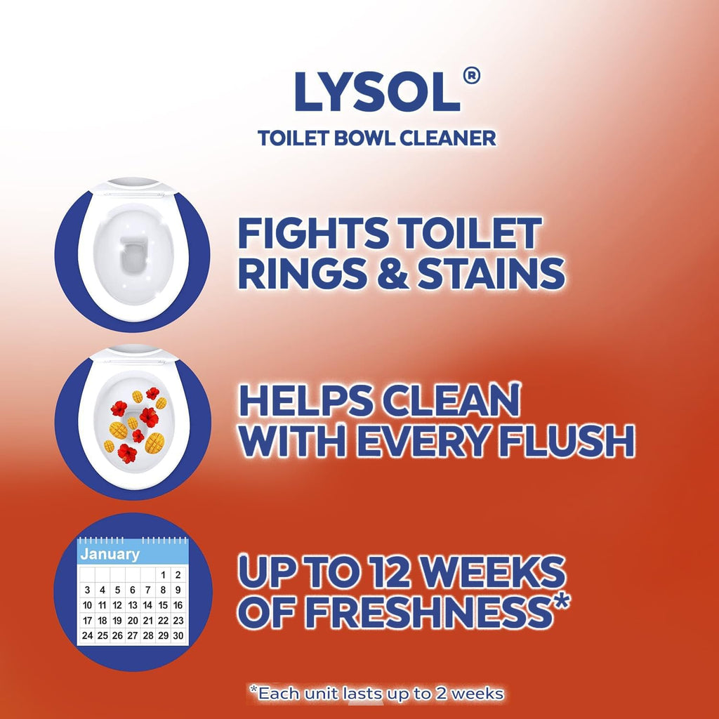 Buy now Lysol Click Gel Automatic Toilet Bowl Cleaner, Toilet Gel Stamp, Toilet Freshener, Bathroom Essentials, Refreshing Mango & Hibiscus Scent, 6 Count (Pack of 1) at indiglob india