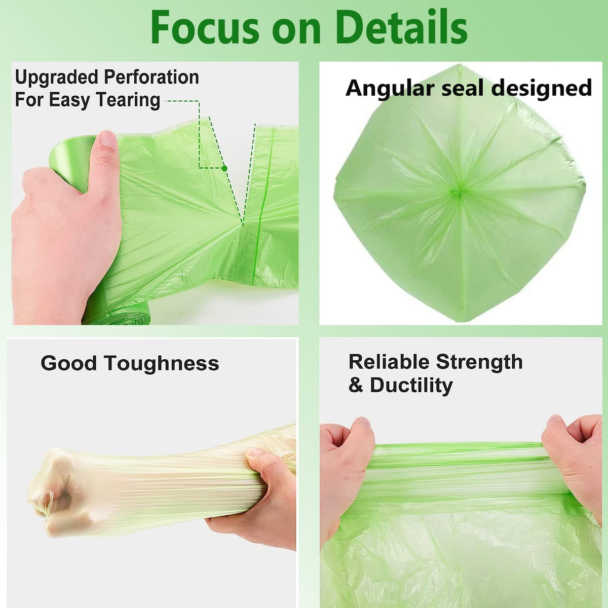 Small Trash Bags 1.2 Gallon - Biodegradable Garbage Bags Recycling Eco-Friendly Trash Can Plastic Liner Compostable Strong Bag for Bathroom Bedroom Office Kitchen Trash Can (120 Counts,Green)