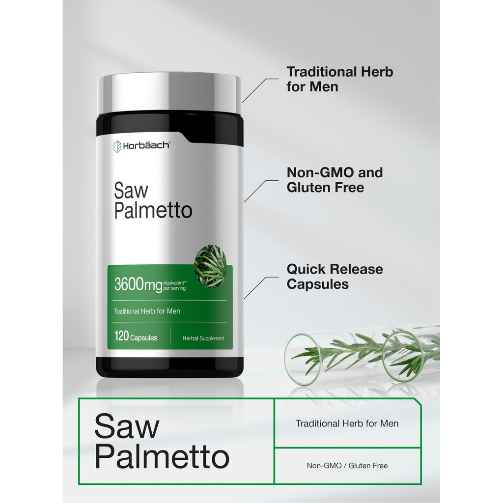 Horbäach Saw Palmetto Extract | 120 Capsules | from Saw Palmetto Berries | Non-GMO and Gluten Free Formula