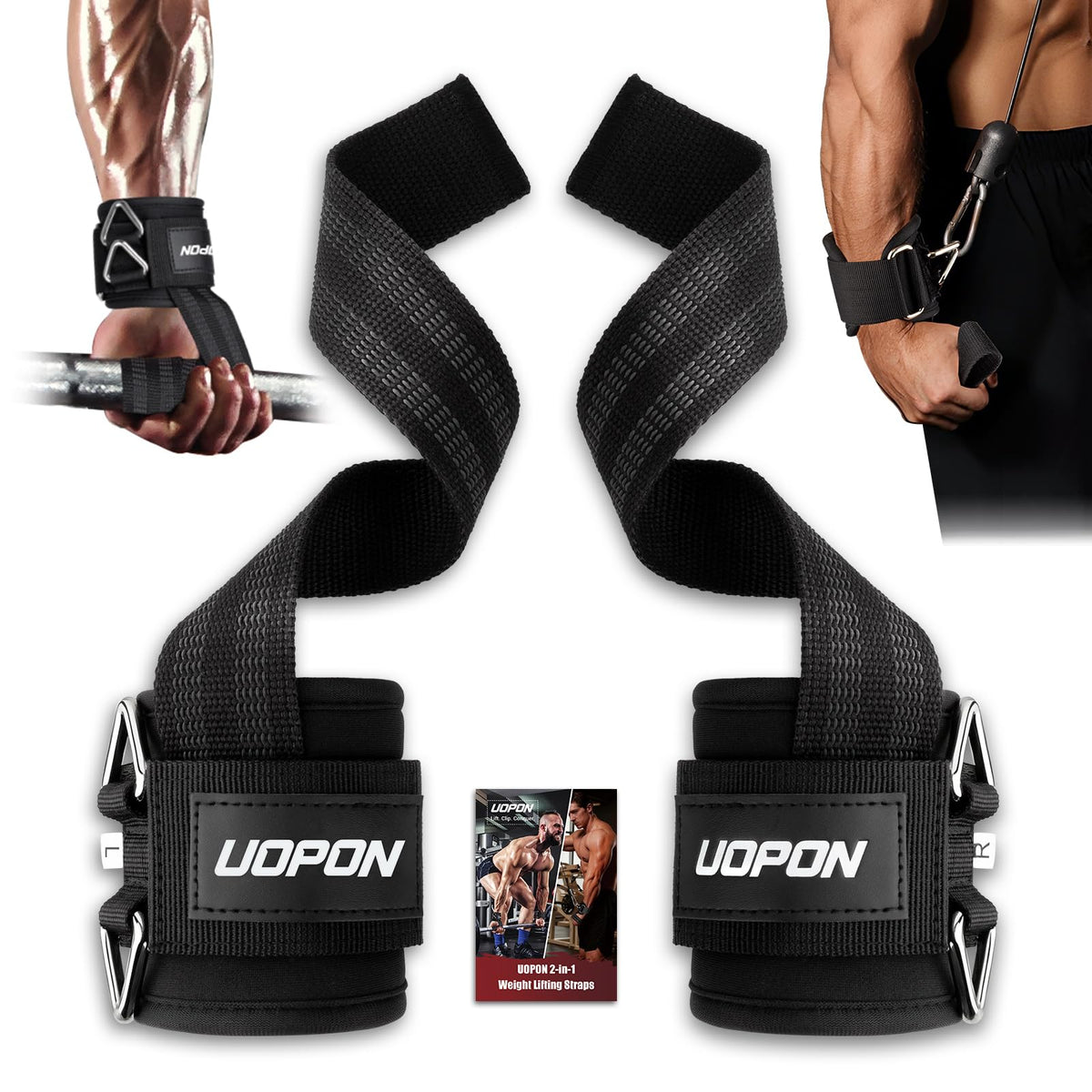 Weight Lifting Straps with Rings, 2 in 1 for Weightlifting & Cable Machine