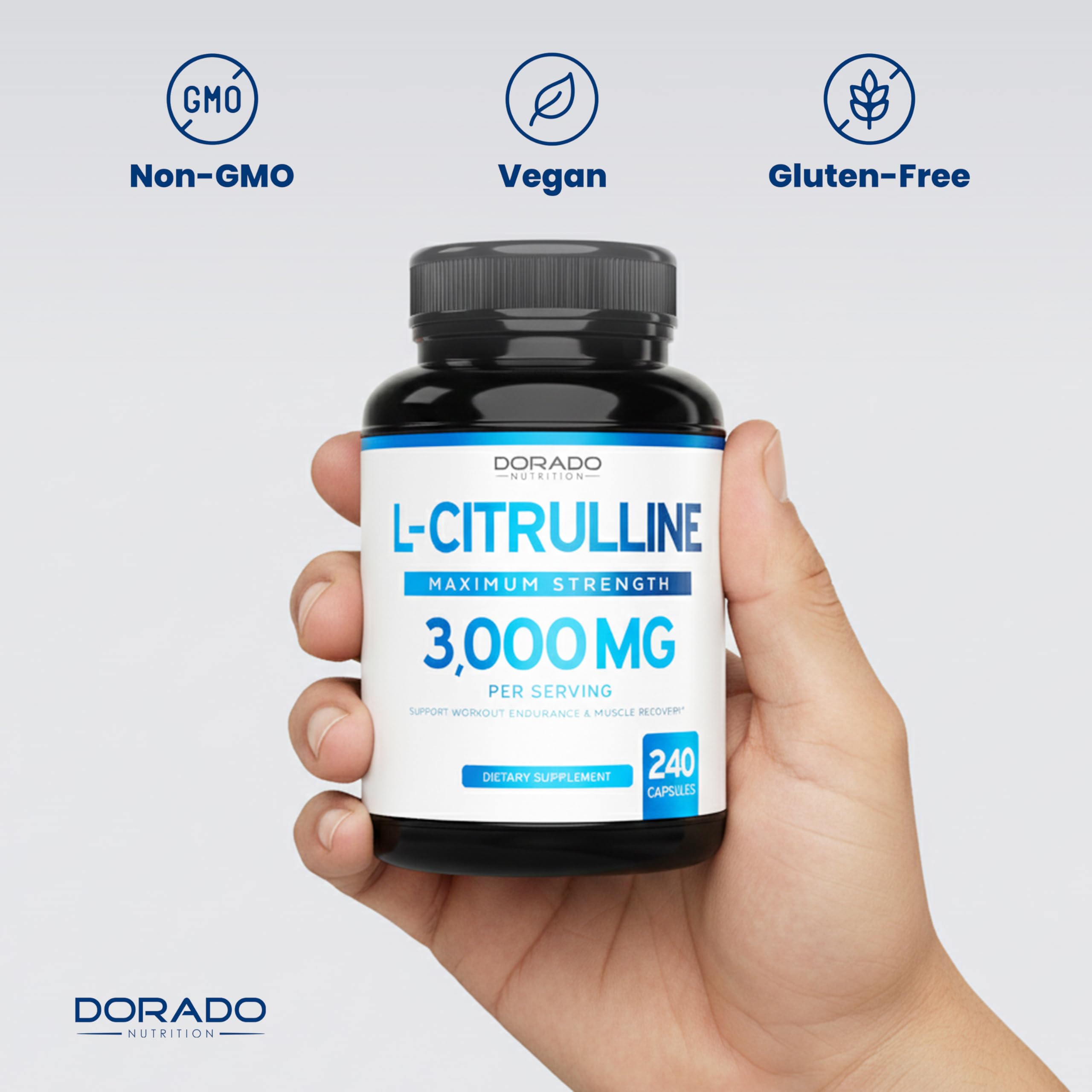 L Citrulline 3000mg Supplement (240 Capsules) Support L Arginine & Nitric Oxide Pills - L-Citrulline For Men & Women - Muscle Recovery & Pump Supplement - 3rd Party Tested, Vegan, Non-GMO - USA Made