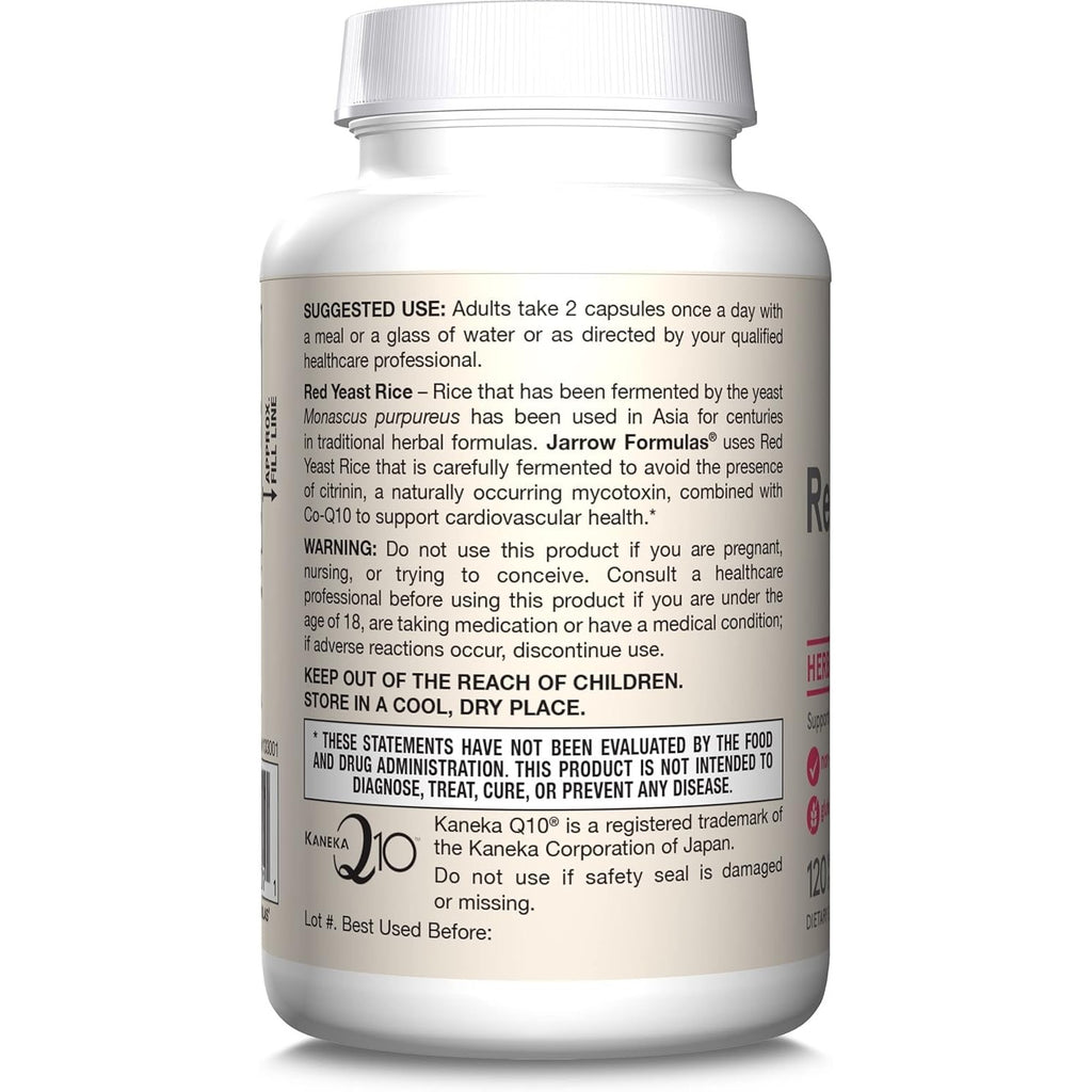 Jarrow Formulas Red Yeast Rice 1200 mg & CoQ10 100 mg Per Serving - 120 Veggie Caps, 60 Servings - Herbal Heart Health Dietary Supplement - Supports Cellular Health - Vegan (Pack of 2)