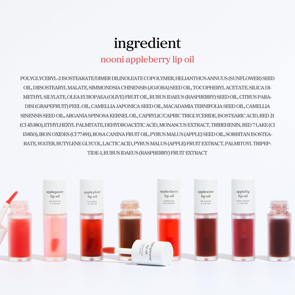 Buy now NOONI Korean Lip Oil - Appleberry | Long-Lasting, Moisturizing, Plumping, Revitalizing for Dry Lips, Waterproof, No Peel Off, Hydrating, Nourishing Crystal Clear, Stocking Stuffers, 0.12 FL Oz at indiglob india