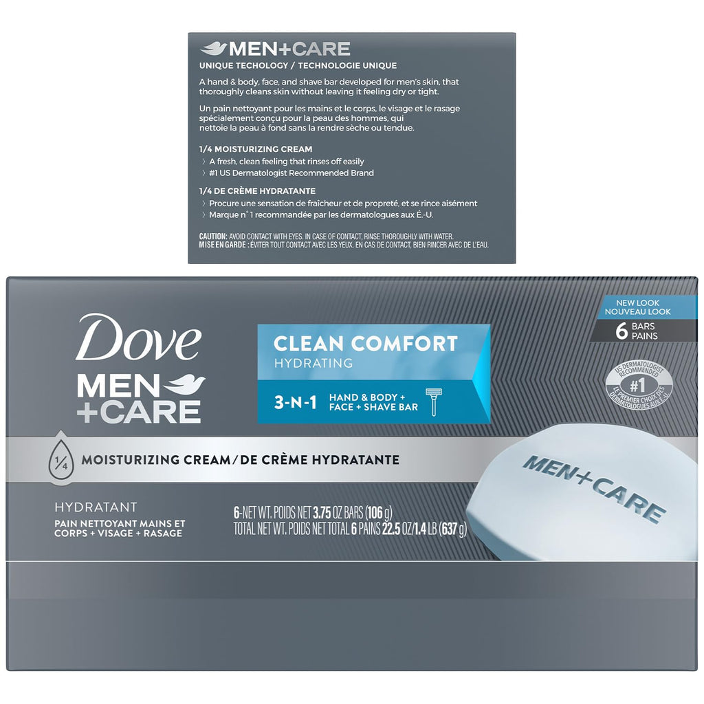 Buy now Dove Men+Care Clean Comfort Soaps (2 Boxes/12 Bars)+ Extra Fresh Soap (1 Bar) – Hydrating & Refreshing 3-in-1 Hand & Body, Face + Shave Soap Bundle at indiglob india