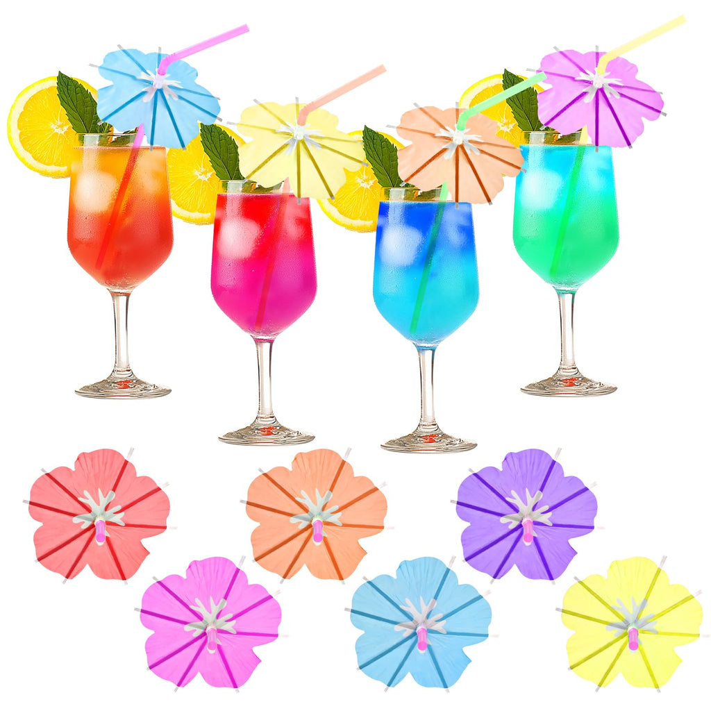 50PCS Umbrella Straws,Drink Umbrellas for Hawaiian,Tropical,Luau,Tiki Party