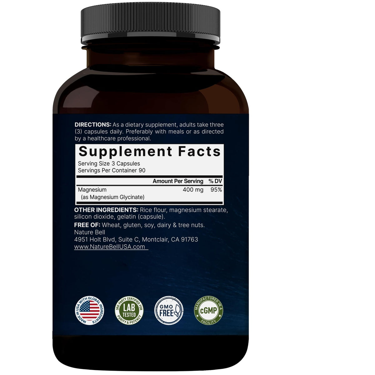 NatureBell Magnesium Glycinate 400mg Elemental, 270 Capsules | 100% Chelated for High Absorption | Supports Muscle, Bone & Heart Health | Non-GMO, Gluten-Free, Vegan