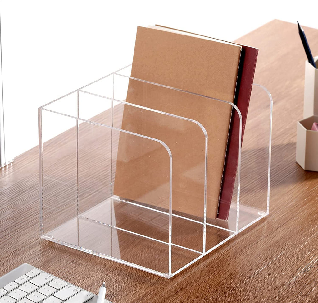 Buy now ROZO Magazine Holder, Clear Acrylic Desk File Organizer an Accessories, Office Organization and Storage 1 Pack (Clear 3V) at indiglob india