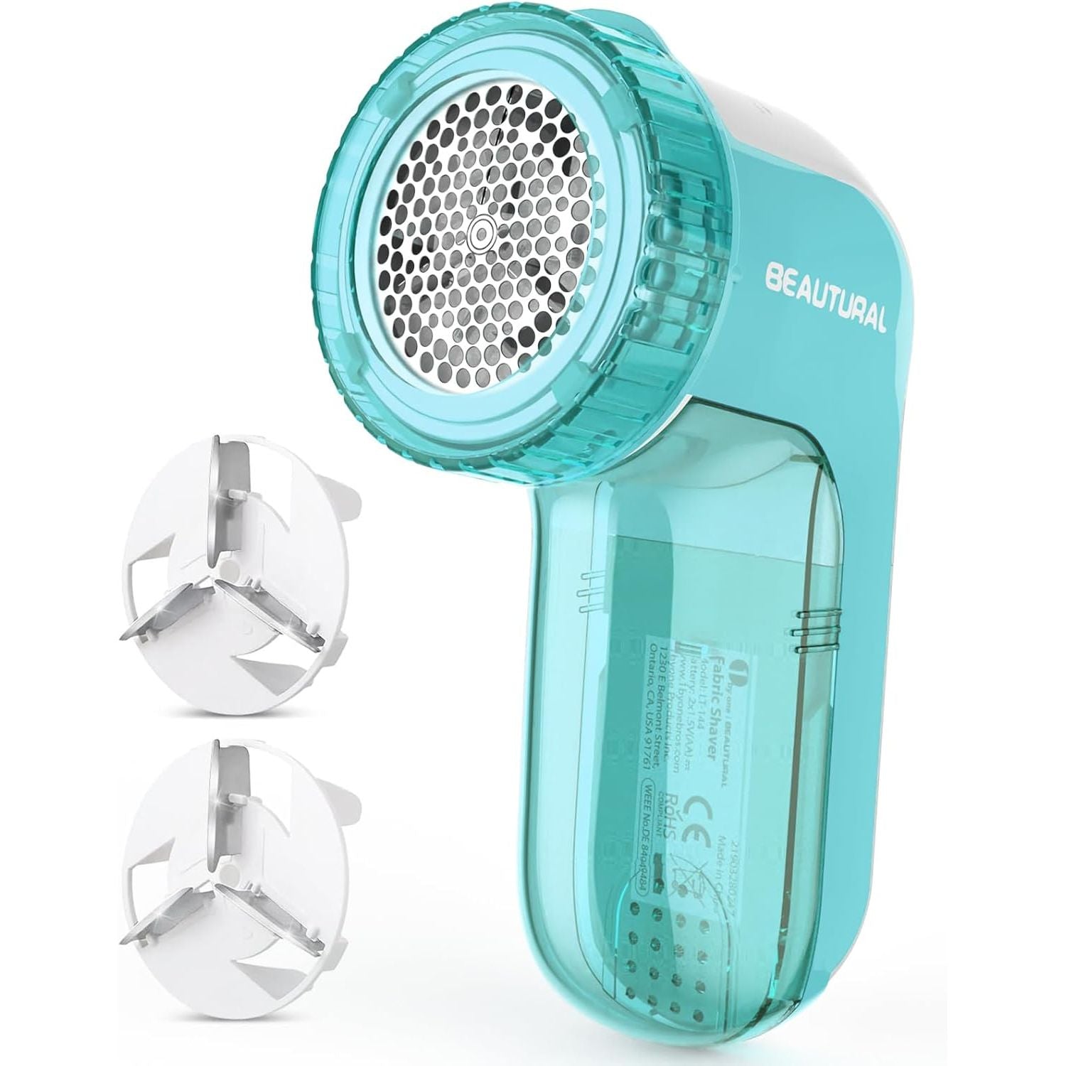 Buy now BEAUTURAL Fabric Shaver and Lint Remover, Sweater Defuzzer with 2-Speeds, 2 Replaceable Stainless Steel Blades, Battery Operated, Remove Clothes Fuzz, Lint Balls, Pills, Bobbles Gray Standard Aqua at indiglob india