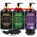 Pjordo 3 Pack Massage Oil for Massage Therapy, Lavender Oil for Relaxation, Sore Muscle Arnica Oil & Cellulite Massage Oil, with Massage Roller Ball & Thumb Saver Tool, Massage Kit for Him Her