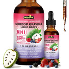 Herbs 8-in-1 Soursop Graviola Bitters Liquid Drops, 1 fl oz | Soursop Leaf Extract Drops, Sea Moss, Ashwagandha & Turmeric, Immune, Liver, Antioxidant & Sleep Support, Alcohol-Free