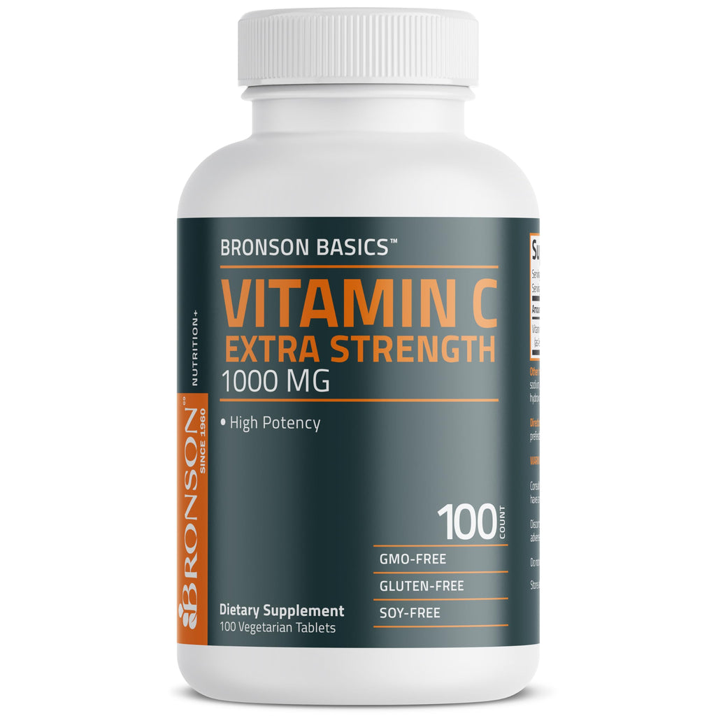 Bronson Vitamin C 1000 mg as Ascorbic Acid, 100 Vegetarian Tablets | Extra Strength Formula, Supports a Healthy Immune System, Non-GMO, Gluten-Free & Soy-Free