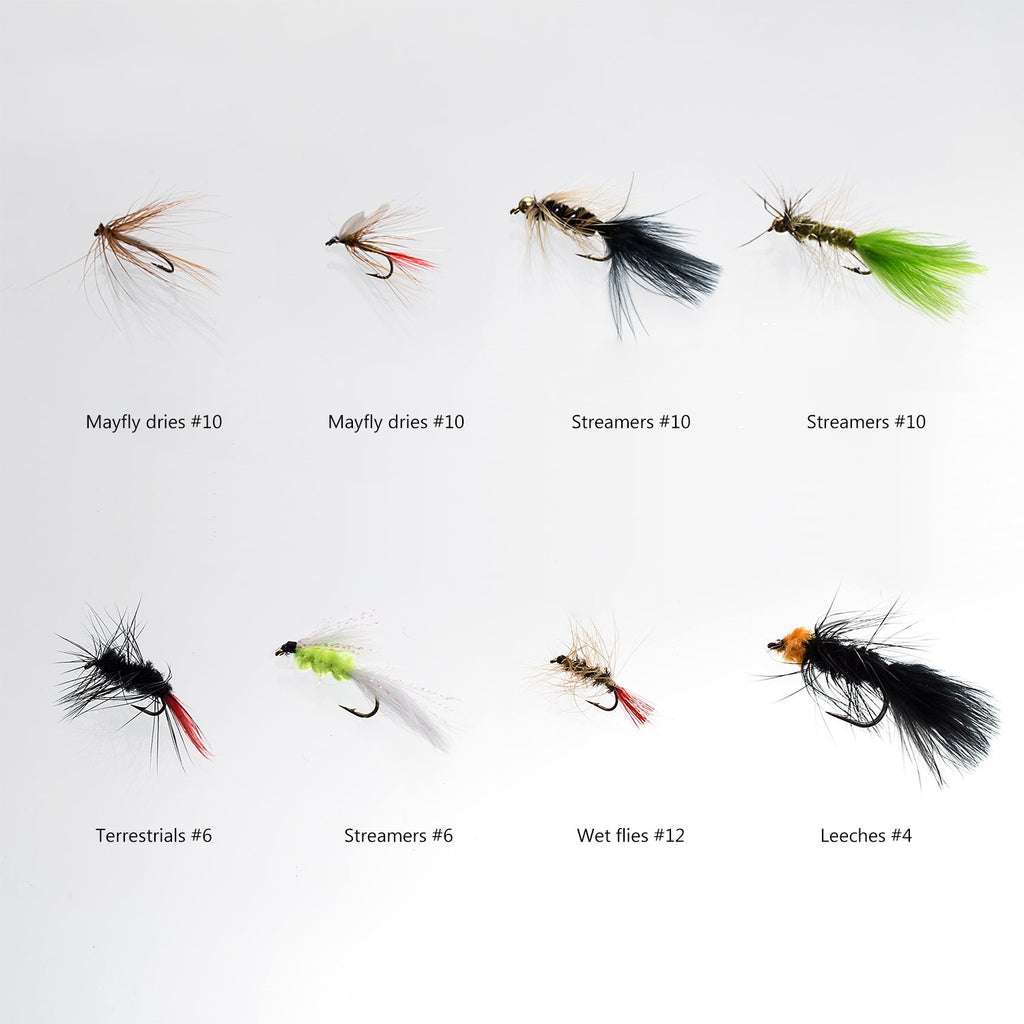 Bassdash Fly Fishing Assorted Flies Kit, Pack of 64 pcs Fly Lure Including Dry Flies, Wet Flies, Nymphs, Streamers, Terrestrials, Leeches and More, with Magnetic Fly Box