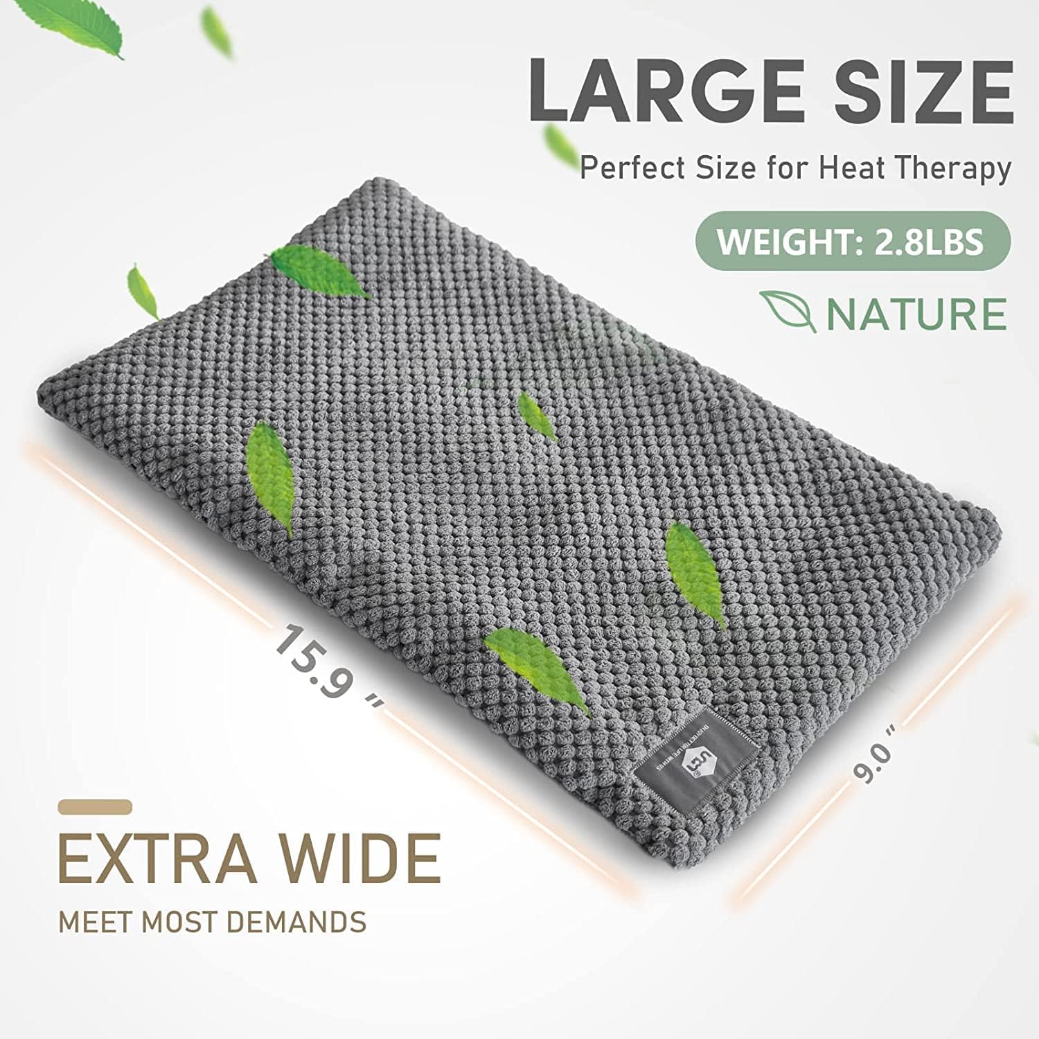 Buy now UNCN Wide Microwave Heating pad with Washable Cover 9.5 x 16in Microwavable Hot Pad for Neck Shoulder, Cramps, Back Cordless Warm Compress Weighted Moist Heat Pack for Aches, Unscented at indiglob india