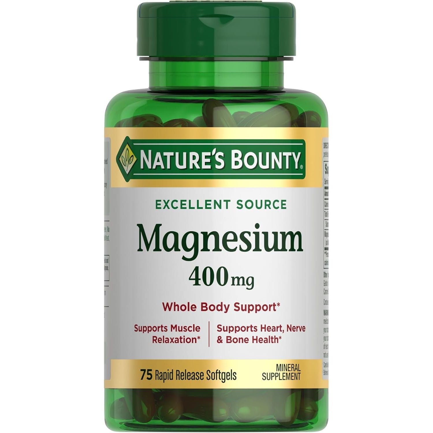 Buy now Nature's Bounty Magnesium 400 mg Softgel, Whole Body Support, Magnesium Supplements for Men and Women, Heart, Nerve & Bone Health, 75 Softgels (Pack of 1) 75 Count (Pack of 1) at indiglob india