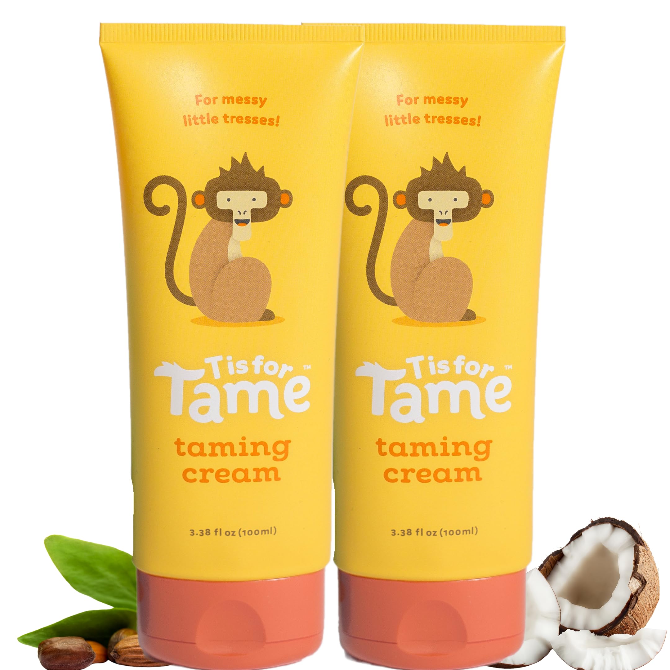 T is for Tame Kids' Hair Taming Cream & On-the-Go Flyaway Wand Bundle | Taming cream (3.38 fl oz) + taming wand (0.51 fl oz) w/ coconut & jojoba oil for bedhead & flyaways, made in the USA