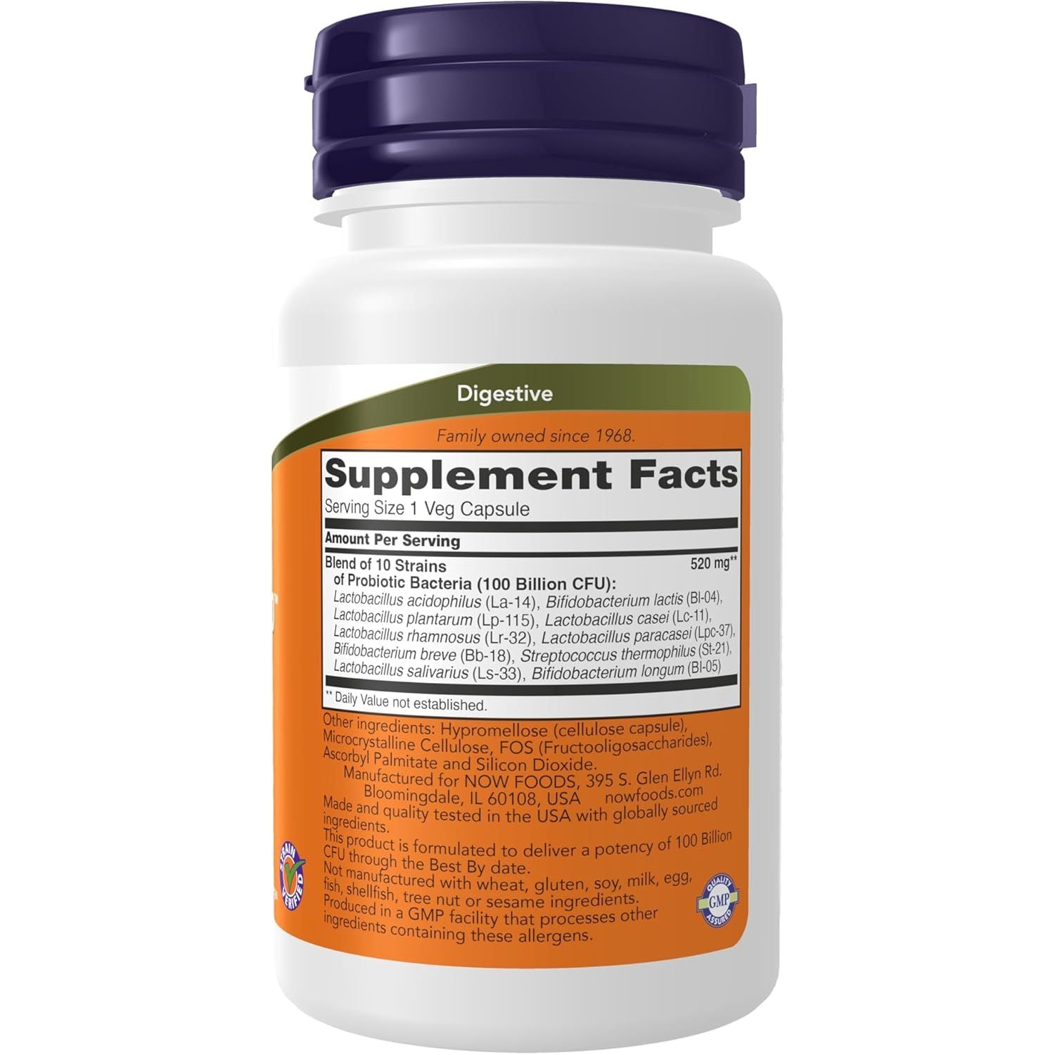 Buy now NOW Foods Supplements, Probiotic-10â„¢, 100 Billion, with 10 Probiotic Strains,Dairy, Soy and Gluten Free, Strain Verified, 30 Veg Capsules at indiglob india