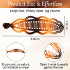 2pcs Large Banana Clip Hair Clips for Thick Hair, Matte Banana Hair Clip for Women Volumizing Hairstyles, Flat Lay Down Strong Hold Ponytail Bun Holder Accessories, Black Tortoise