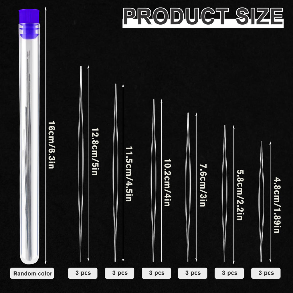 18 Pcs Collapsible Beading Needles for Seed Beads, Big Eye Beading Needle for Jewelry Making with Bottle