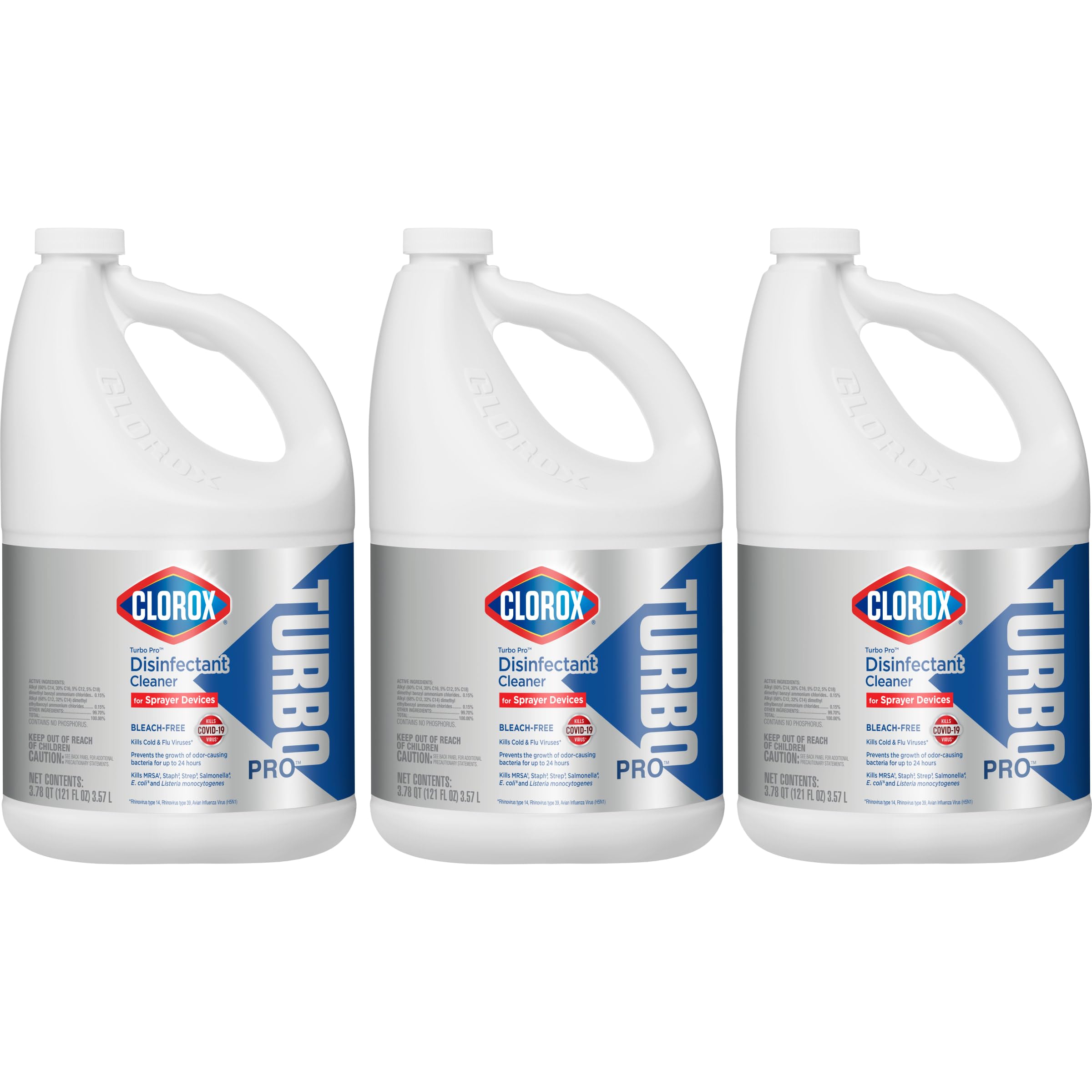 Buy now CloroxPro Clorox Turbo Disinfectant Cleaner for Sprayer Devices, Bleach-Free Healthcare Cleaning and Industrial Cleaning, Kills Cold and Flu Viruses, 121 Fl. Oz. - 60091 (Pack of 3) at indiglob india