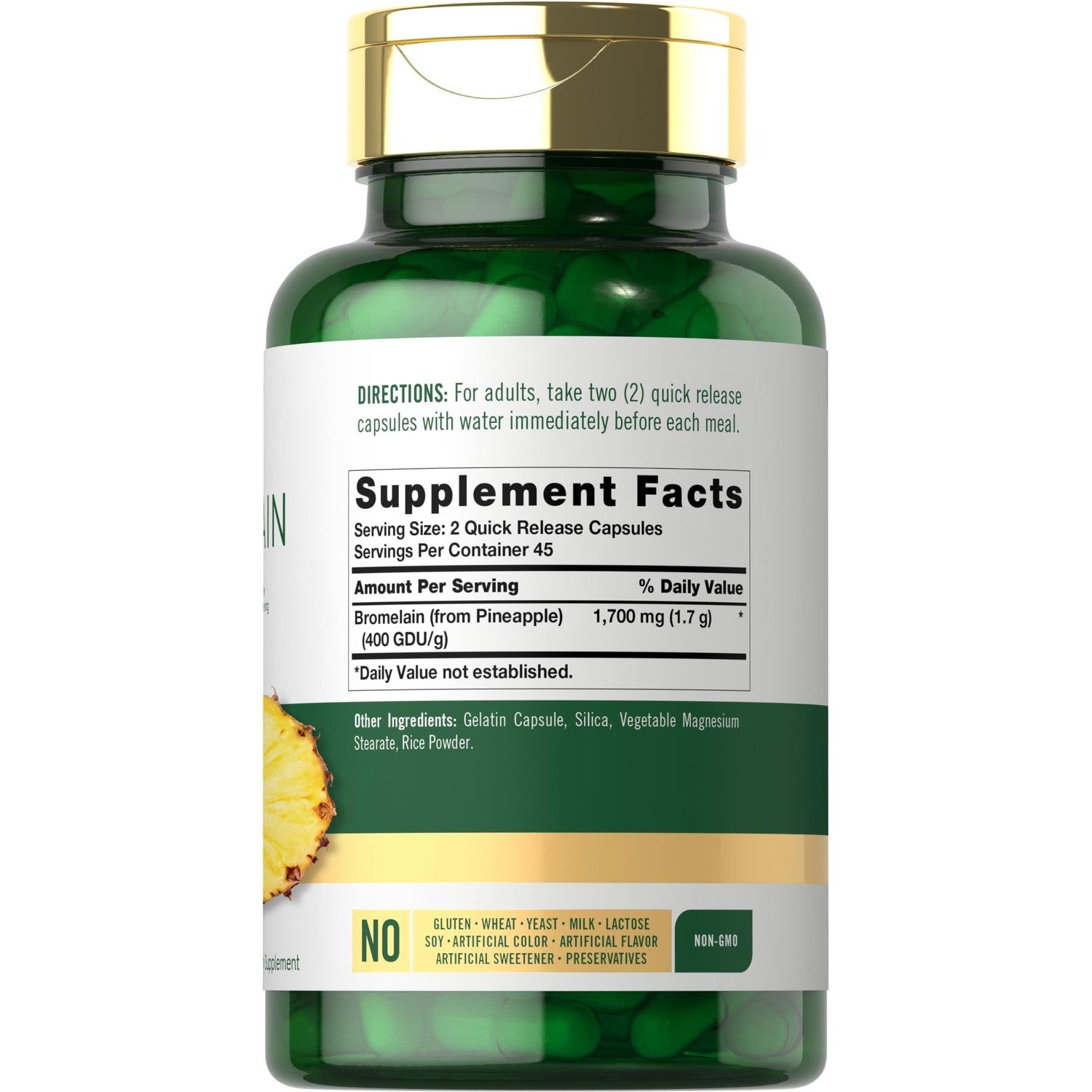 Carlyle Bromelain 1700 mg | 90 Capsules | Pineapple Enzyme Supplement | Non-GMO and Gluten Free